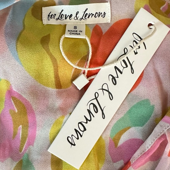 For Love & Lemons Desmona Floral Midi Dress Size Medium NWT Dainty Coquette - Picture 15 of 17